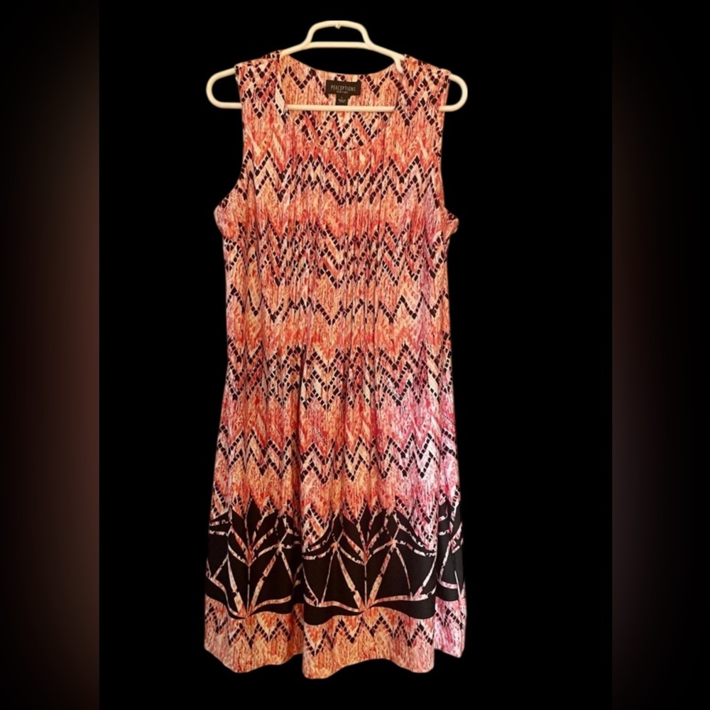 Sleeveless Dress by Perceptions Vibrant Salmon Pink White Black Spring Summer